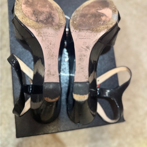 Prada Black Sandals with Ankle Straps and Block Heel. Size 8. In ok condition - Picture 5 of 7